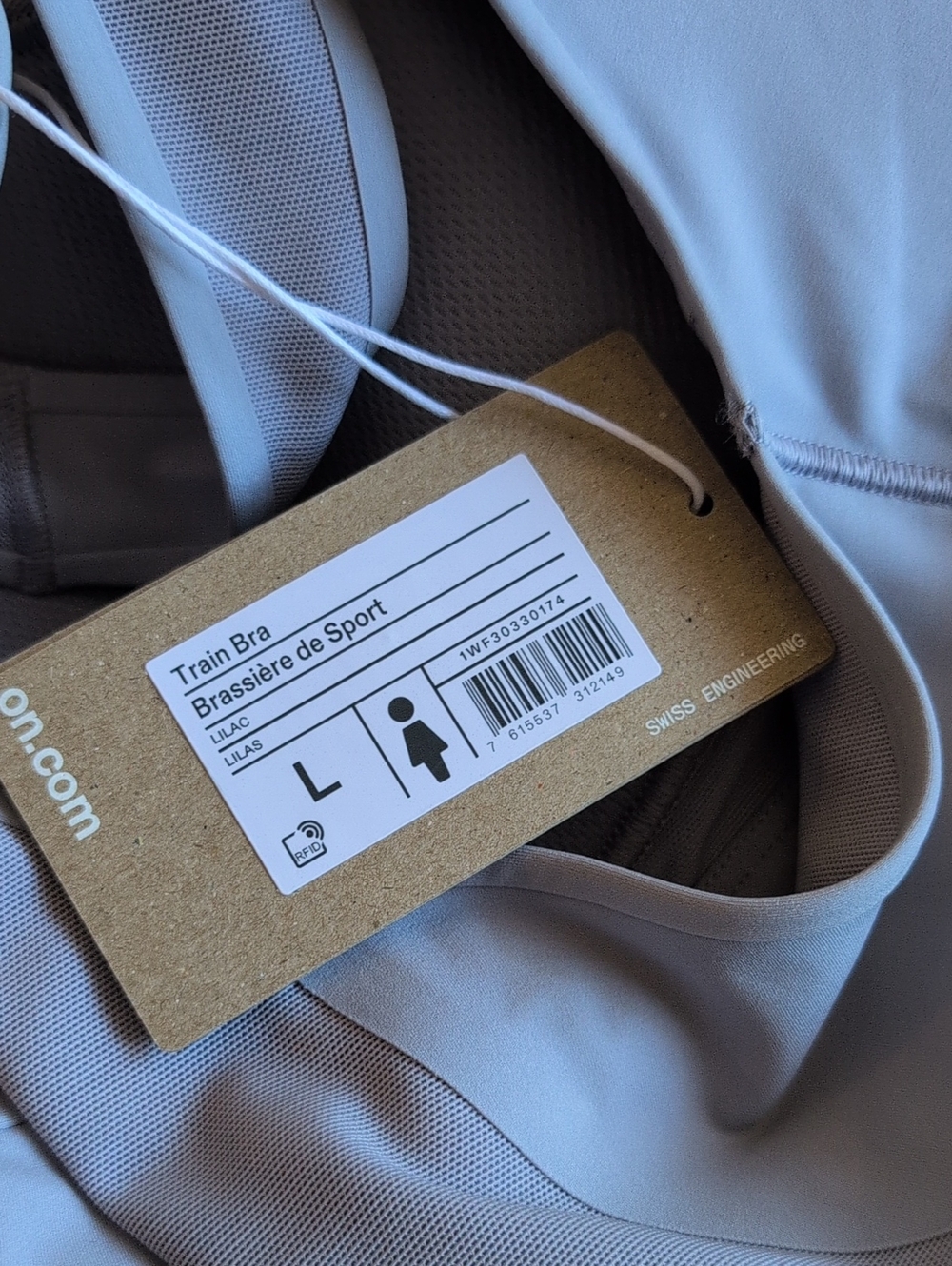 ON Train Bra - lilac grey sports bra - Picture 4 of 4